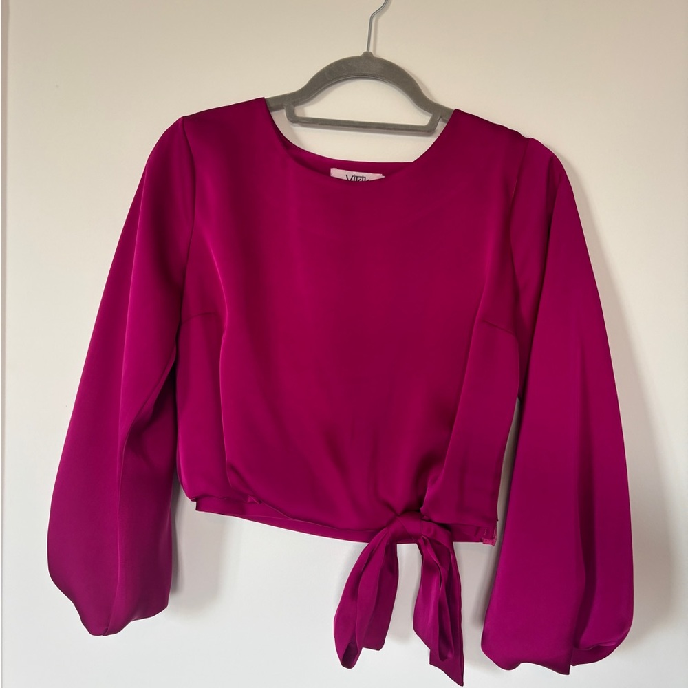 Vikik Magenta Tie-Front Blouse